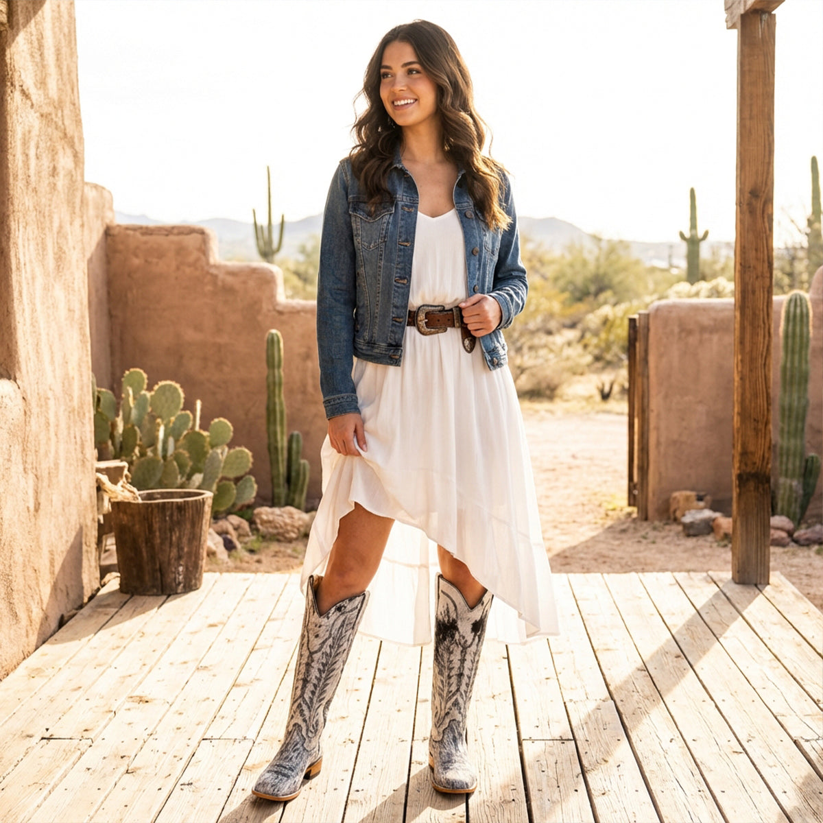 Milky Hair-On Hide Boots | Lirac Boots Square Toe
