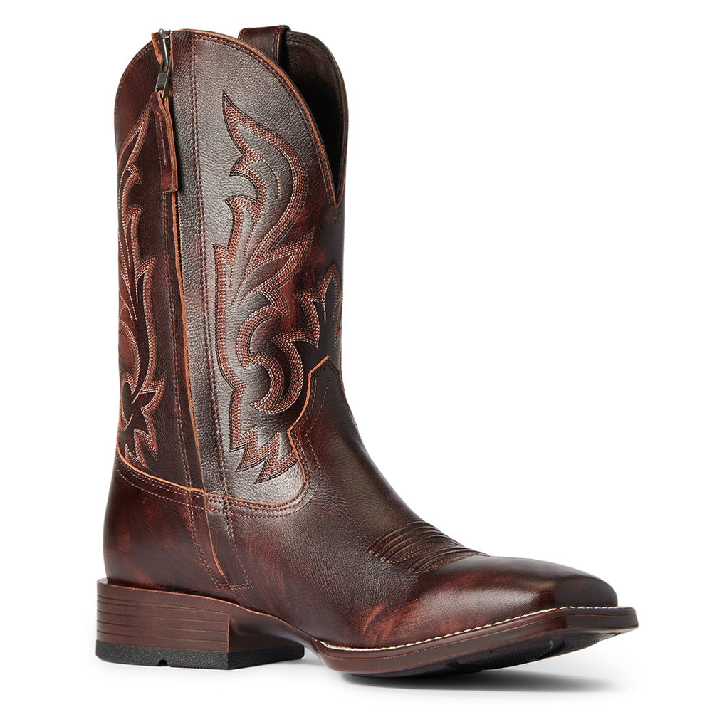 Cinturón Vaquero ARIAT Para Hombre - Cuero Envejecido, Hebilla Extraíble Plateada, Ancho 1.5"