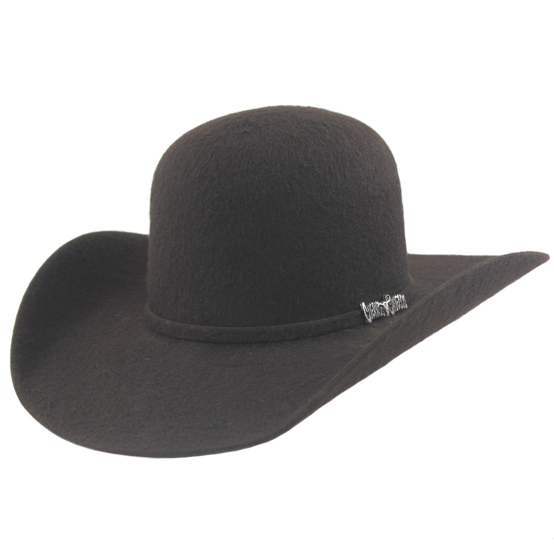 Cuernos Chuecos 10x Chapeau de cowboy à couronne ouverte en feutre de fourrure grizzly chocolat