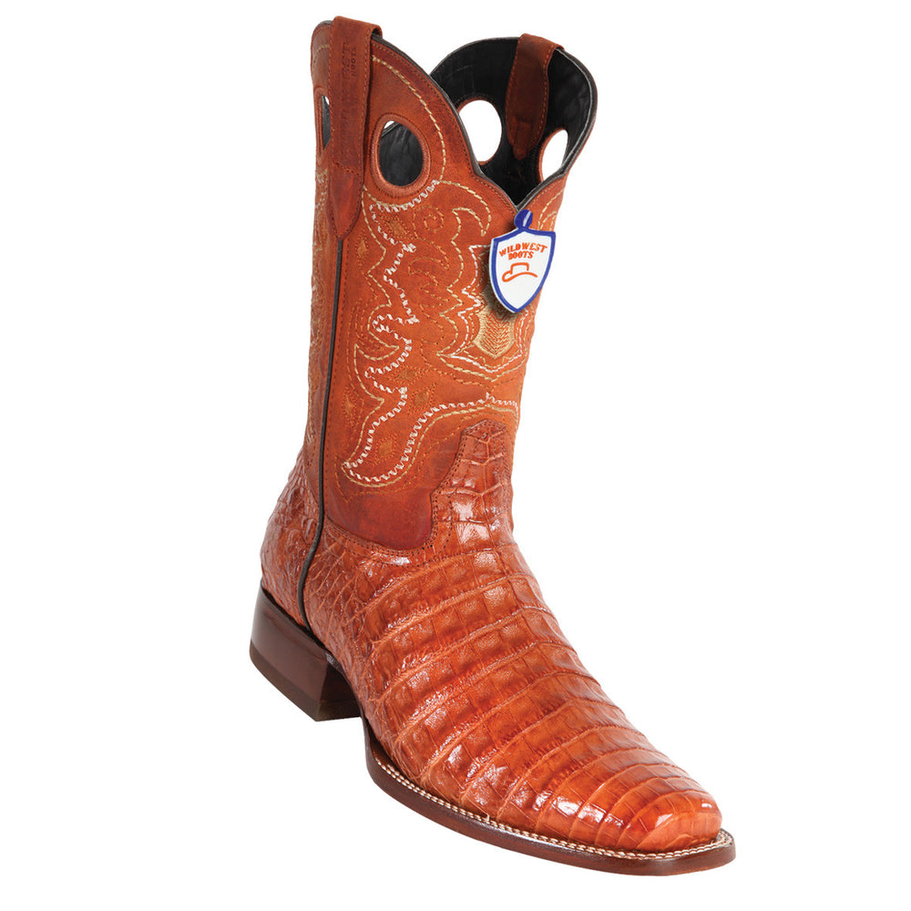 Short Square Toe Caiman Boots Black Cherry main image 1