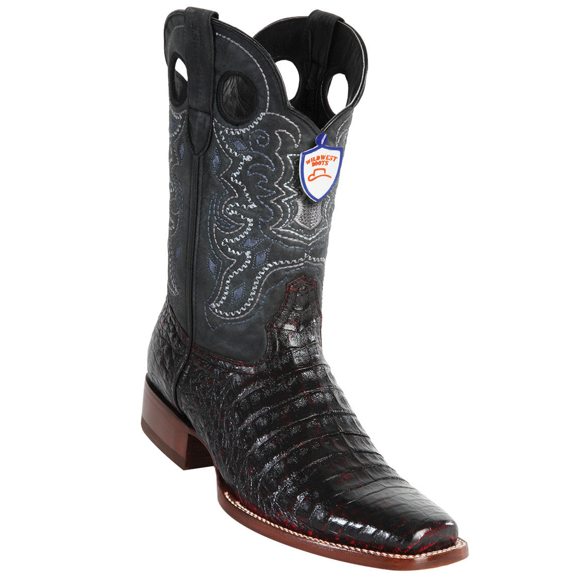 black caiman square toe boots