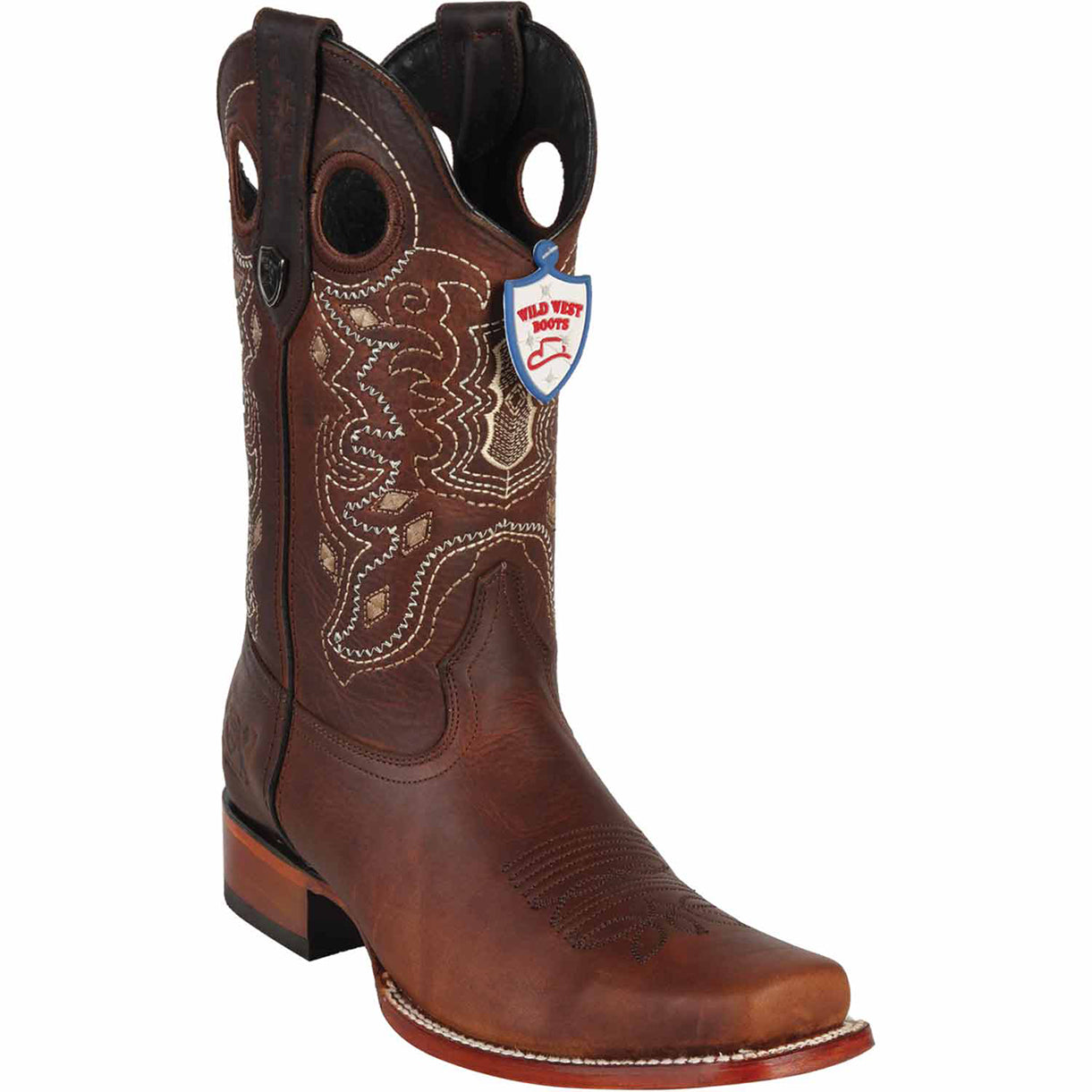 Brown Square Toe Cowboy Boots - 2
