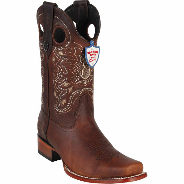 Brown Square Toe Cowboy Boots - 2