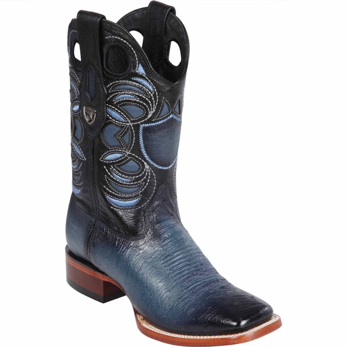Mens Ostrich Belly Blue Cowboy Boot | Wild West Boots display picture 1