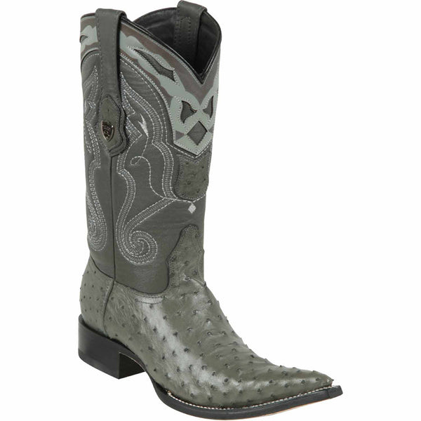 Grey Ostrich Mens Pointed Cowboy Boots