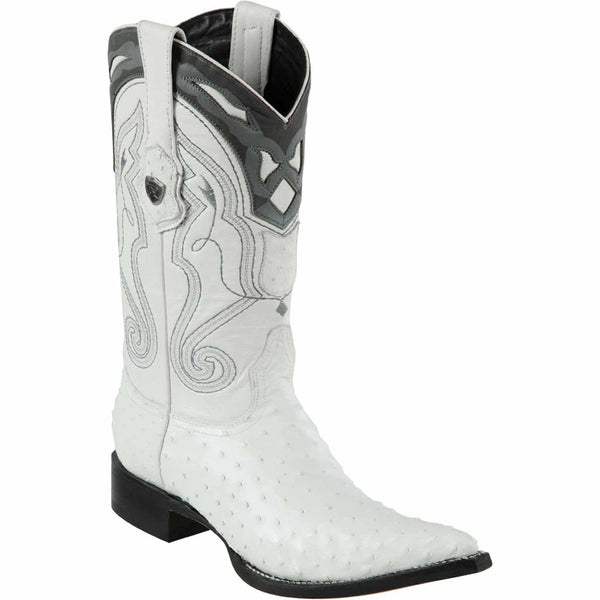 White Ostrich Mens Pointed Toe Cowboy Boots