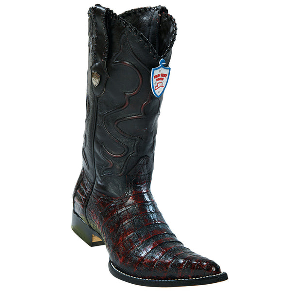 Black cherry Caiman Cowboy Boots Pointy Toe