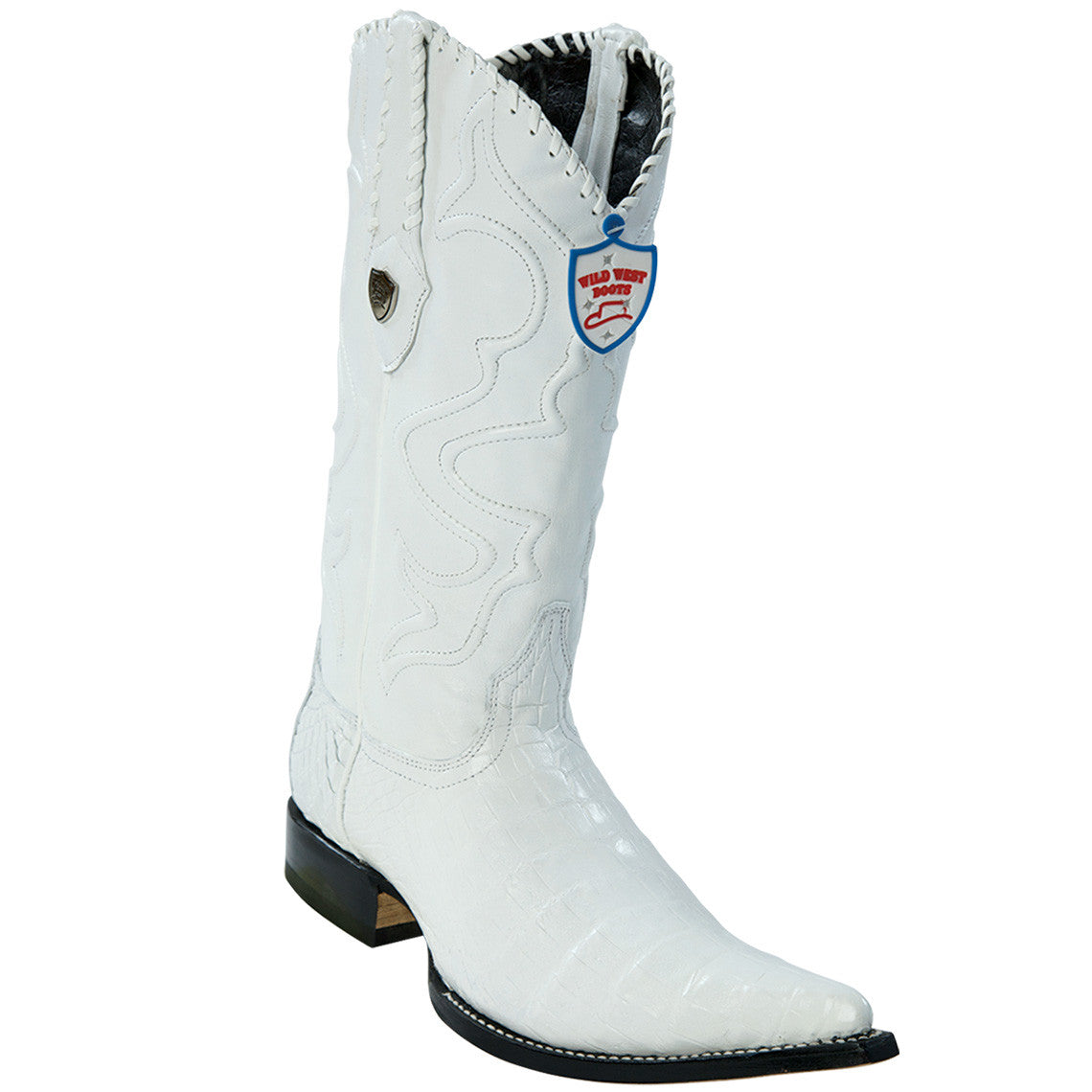 White Caiman Cowboy Boots Pointy Toe