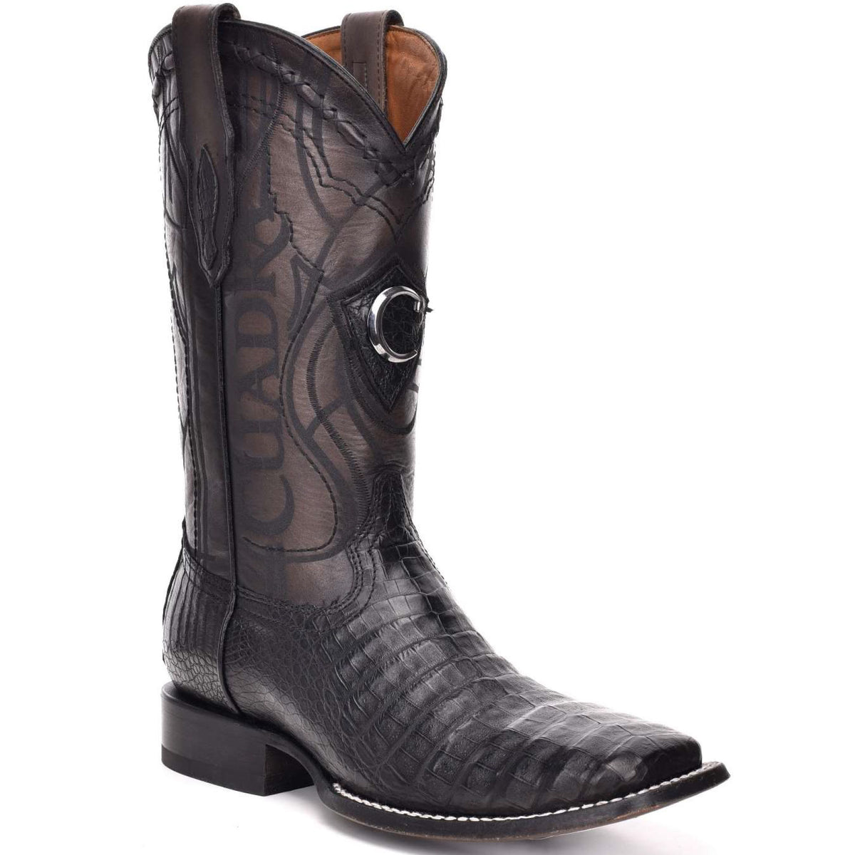 Cuadra Black Leather Western Cowboy Boots Men\'s Approx US 12 D Mexico Pull On Cuadra black western cowboy boots python skin boots men  main image 2