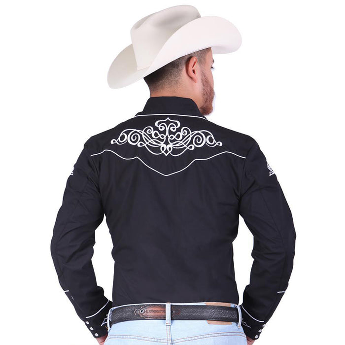 Casual Long-Sleeve Shirt by El General Black/White 44423