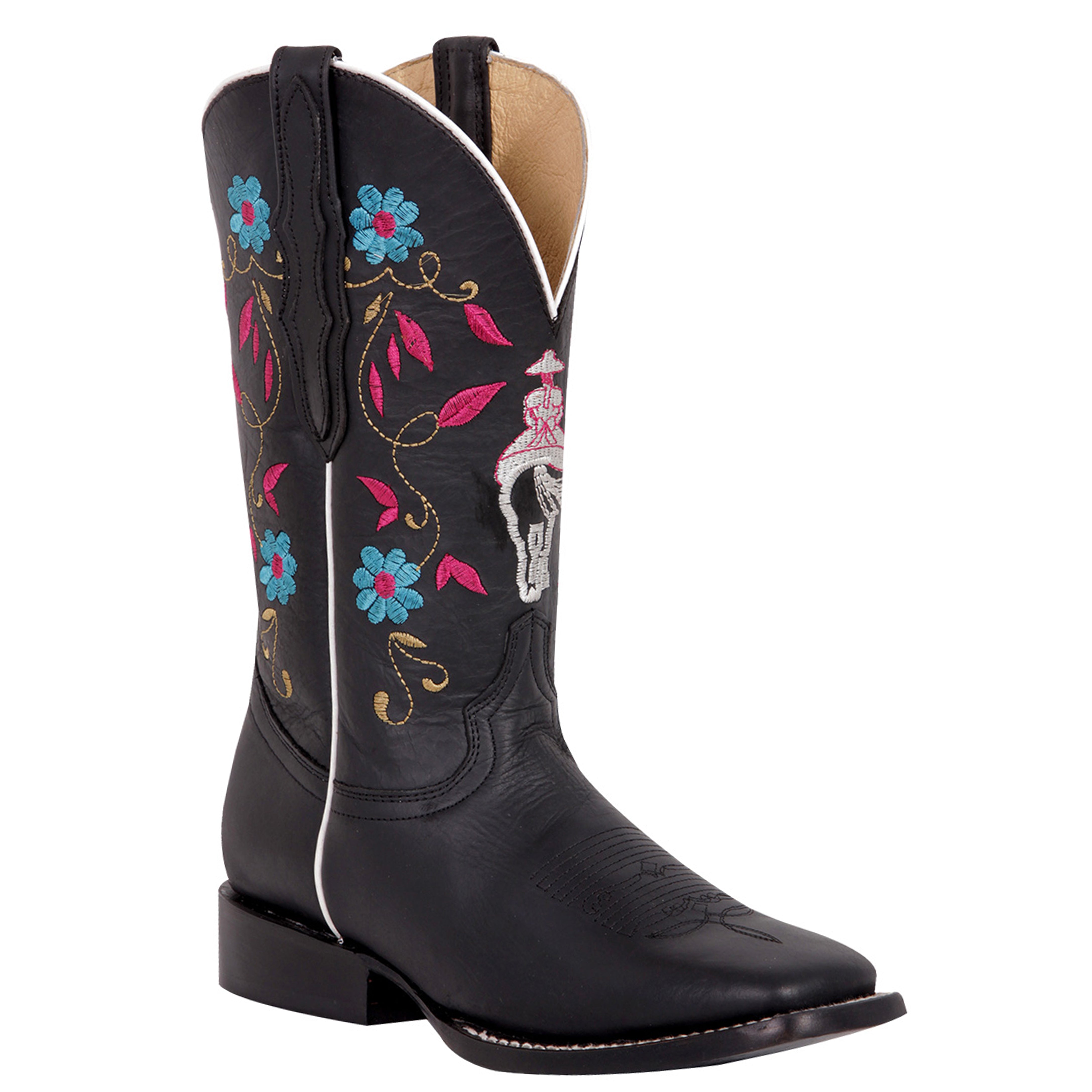 El General Flower Embroidered Cowgirl Boots