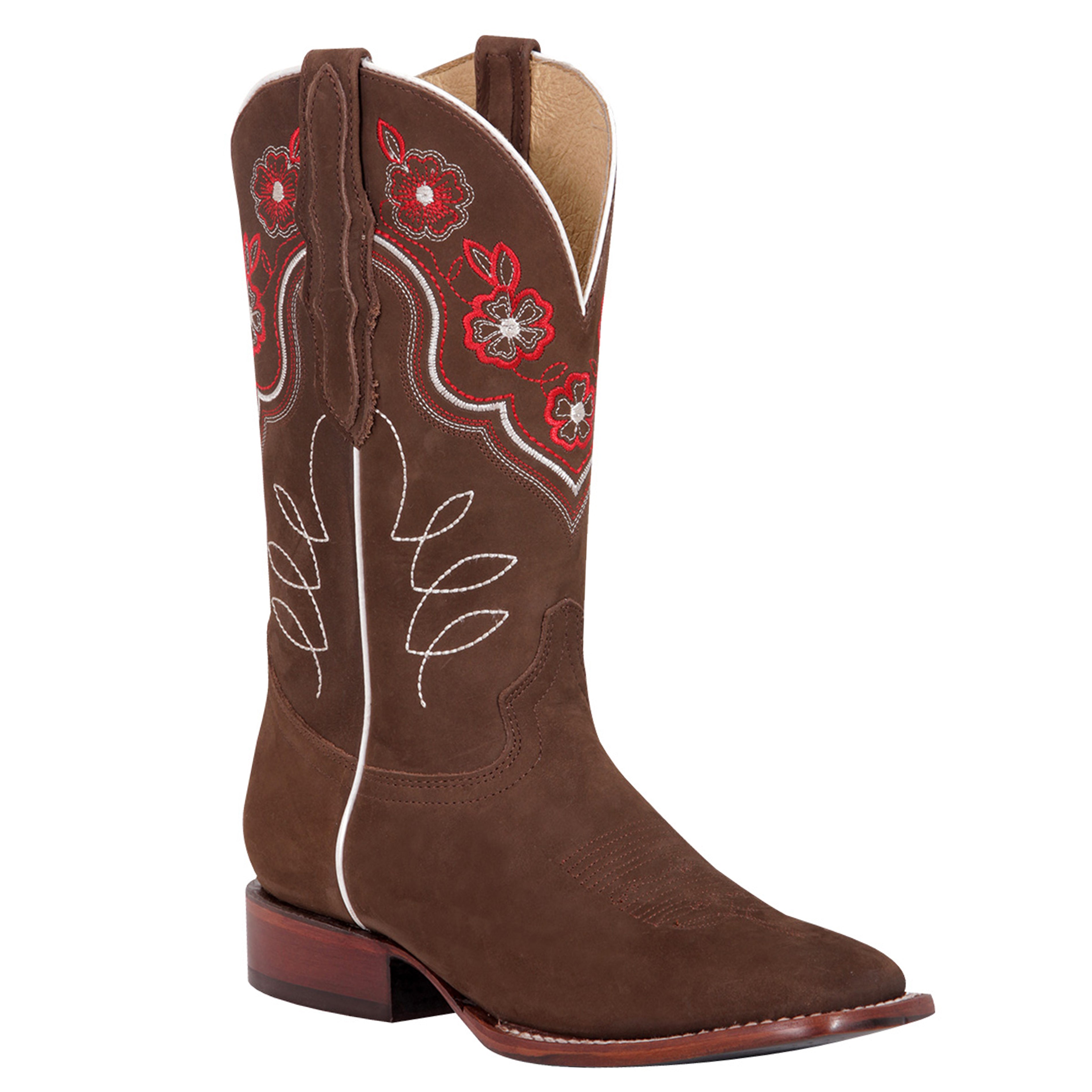 El General Brown Flower Cowgirl Boots