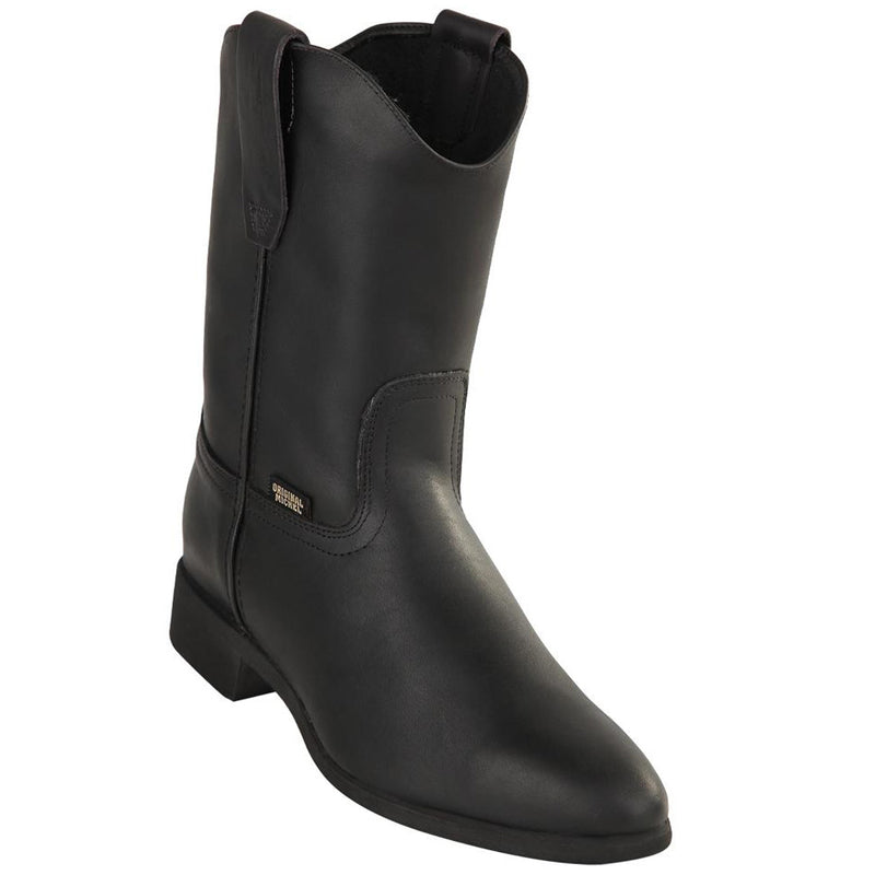 Original Michel Black Leather Pull On Roper Work Boot Grasso
