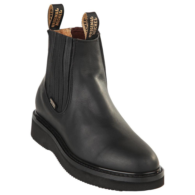 Original Michel Grasso Black Short Ankle Pull-On Work Boots H54