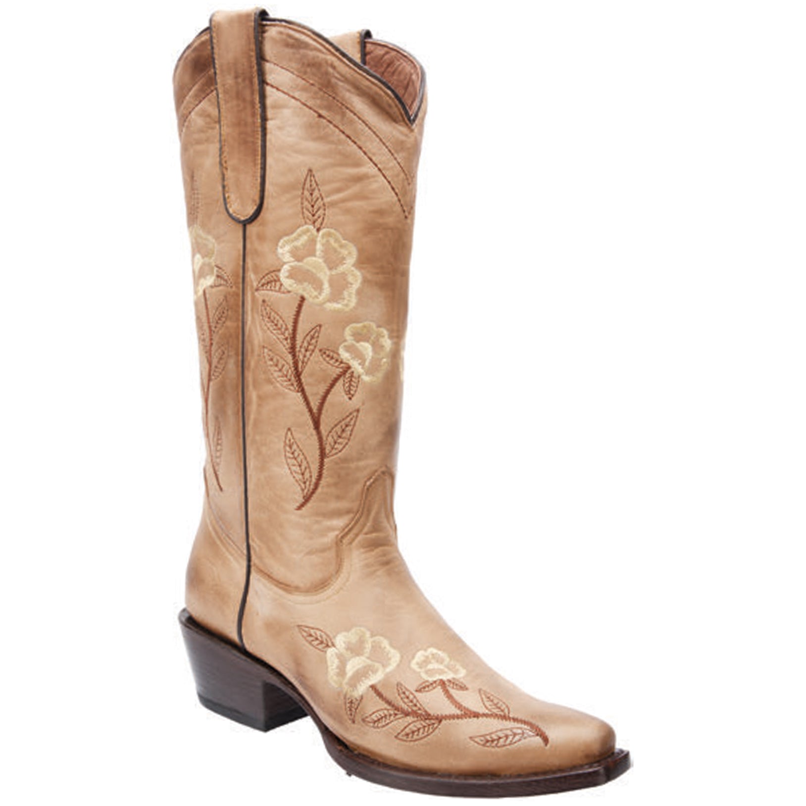 White Diamonds Boots - Flowered Cowgirl Boots