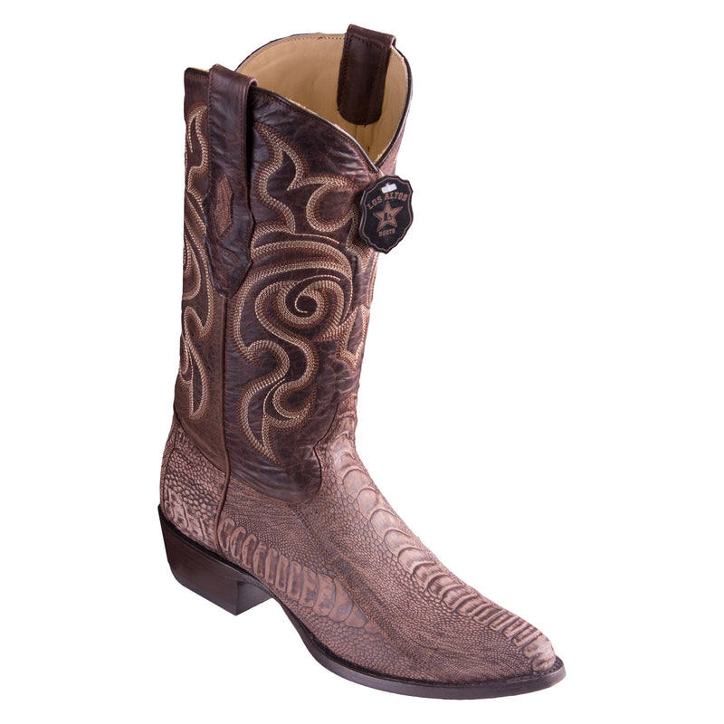 Los Altos Sanded Brown Ostrich Leg Cowboy Boots