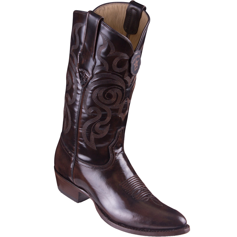 Brown round toe cowboy boots