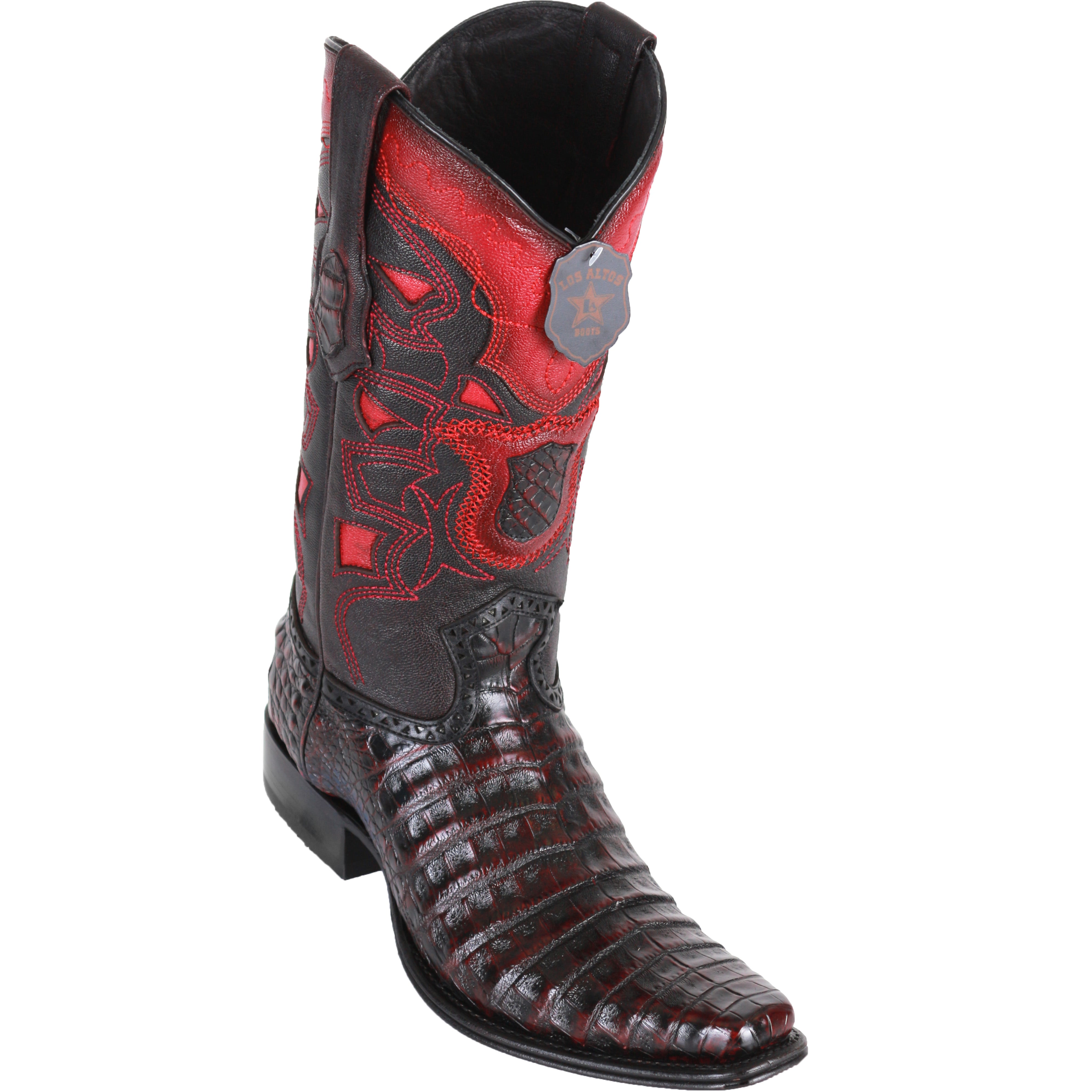 Los Altos Boots Caiman European Toe Cowboy Boots - Black Cherry