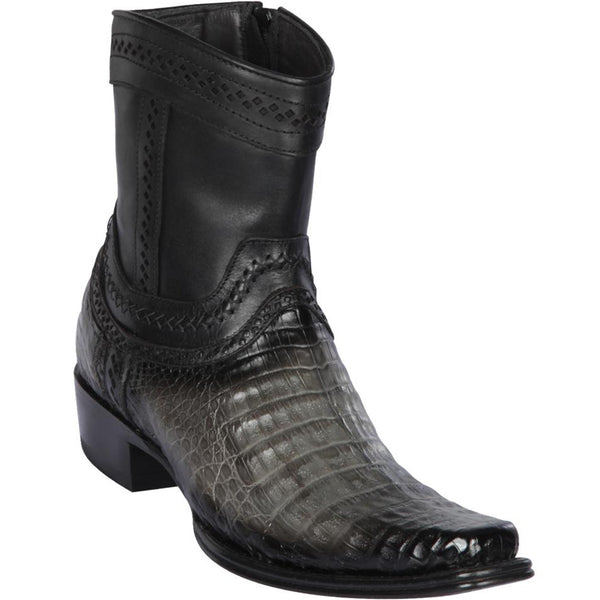 Mens Short Ankle Grey Caiman Boots - European Toe - Los Altos