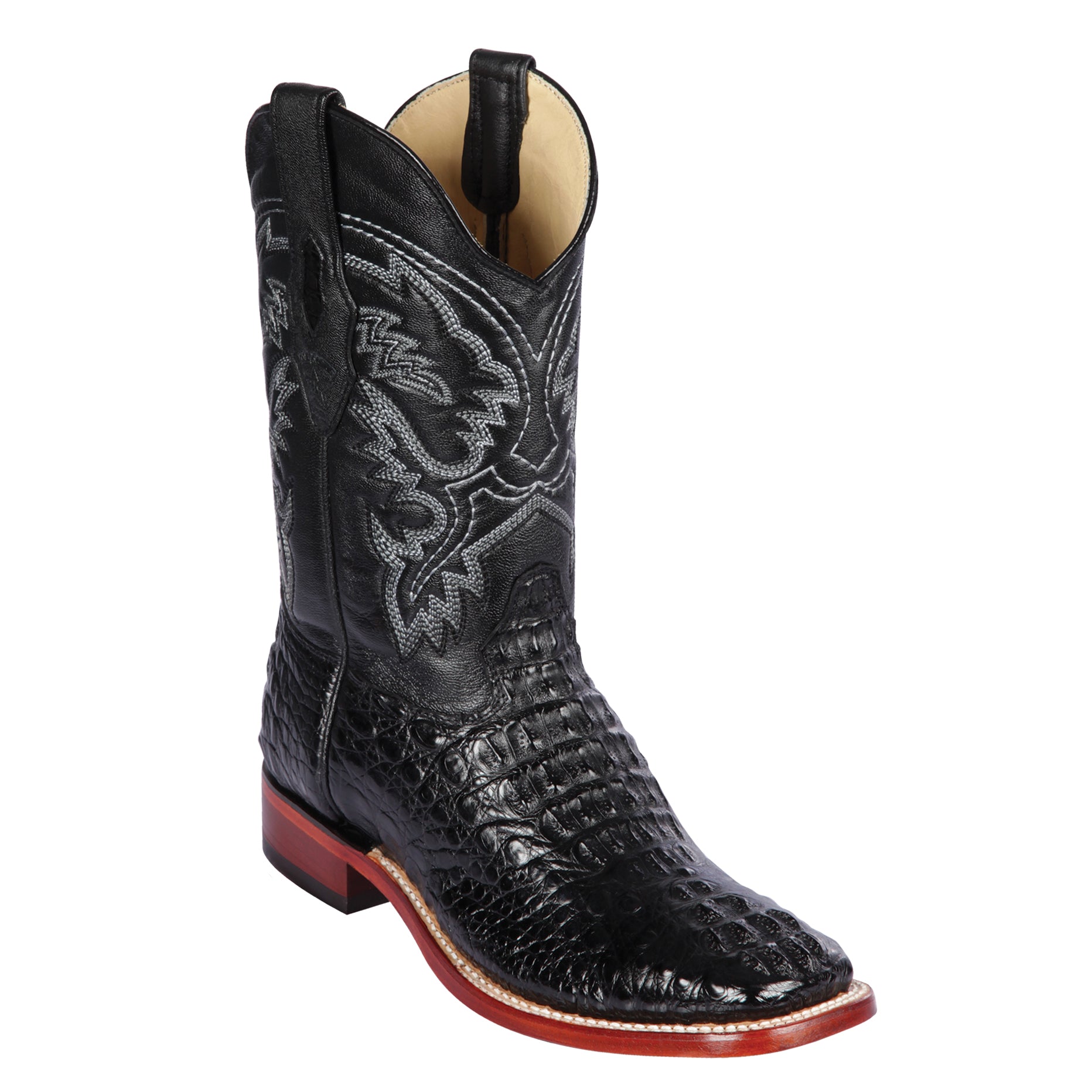 Caiman Horn-Back Square Toe Cowboy Boots