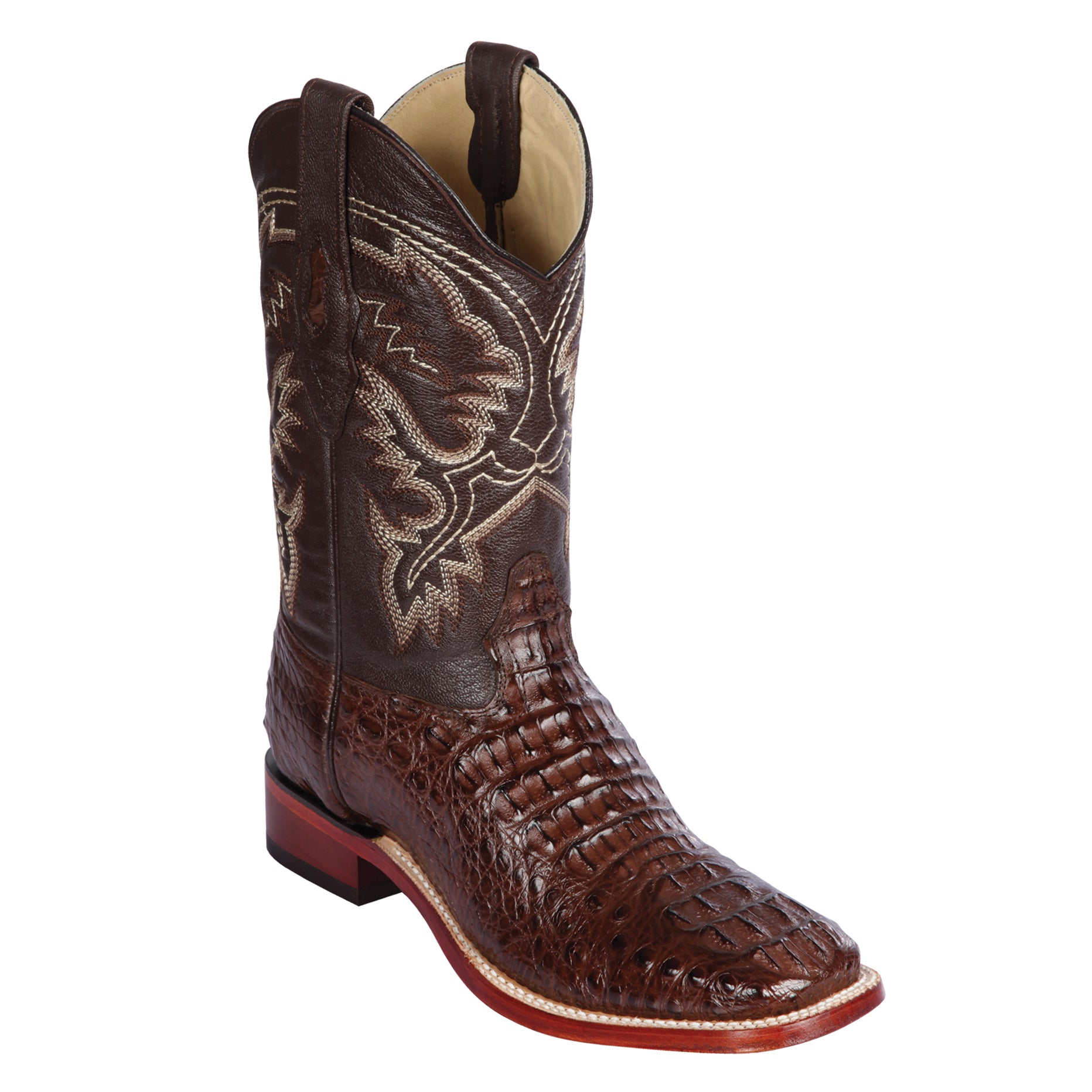 Caiman Horn-Back Square Toe Cowboy Boots