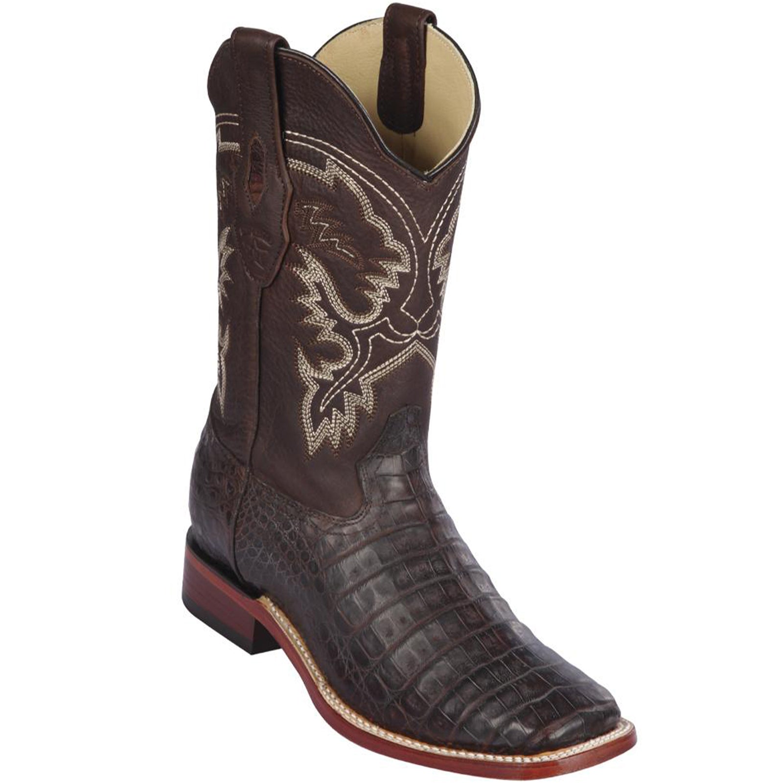 Brown Caiman Square Toe Boots main image 0