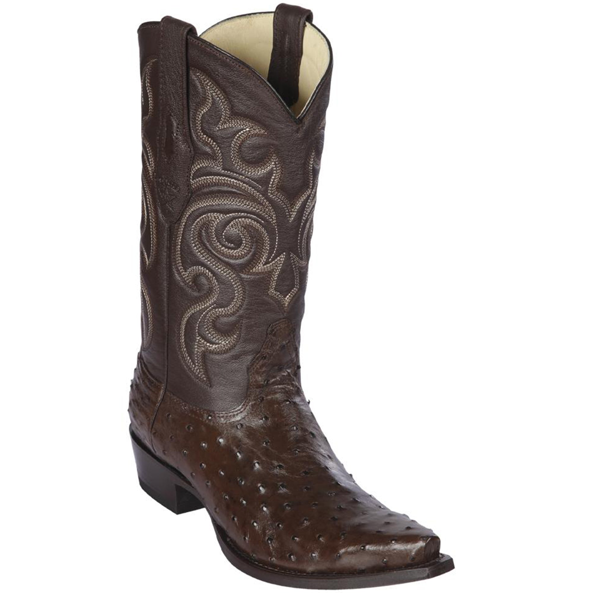 Brown Ostrich Skin Boots Snip Toe main image 0