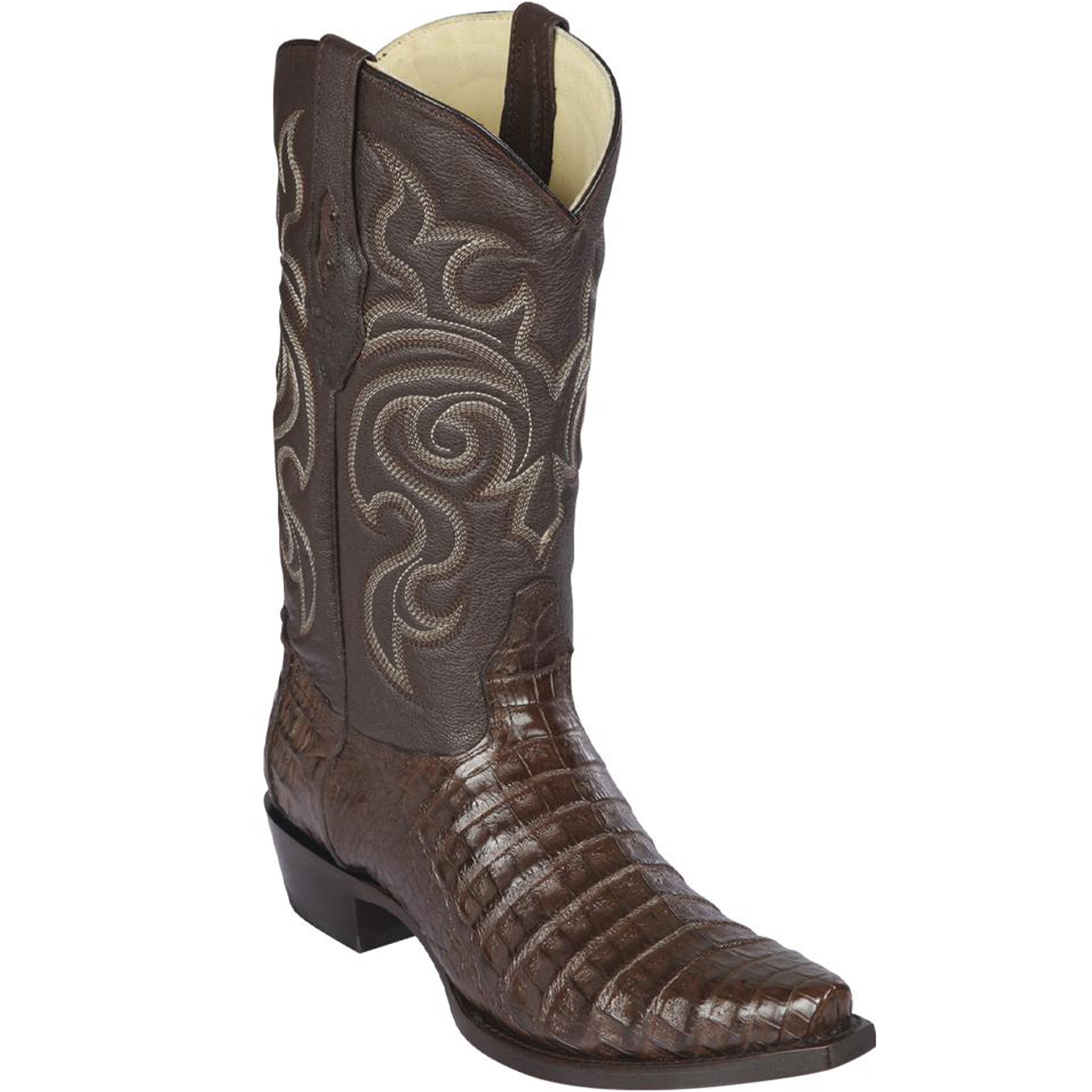 Brown Caiman Belly Snip Toe Western Boots