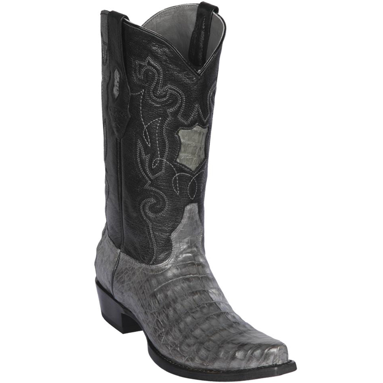 Los Altos Mens Grey Caiman Boots - Snip Toe