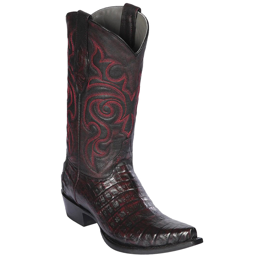 Black Cherry Black Alligator Skin Boots Los Altos Mens Black