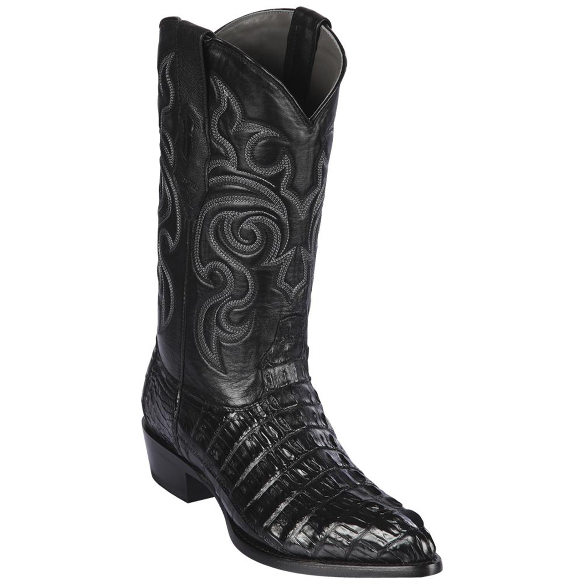 Image of Black Caiman Tail J-Toe Cowboy Boots