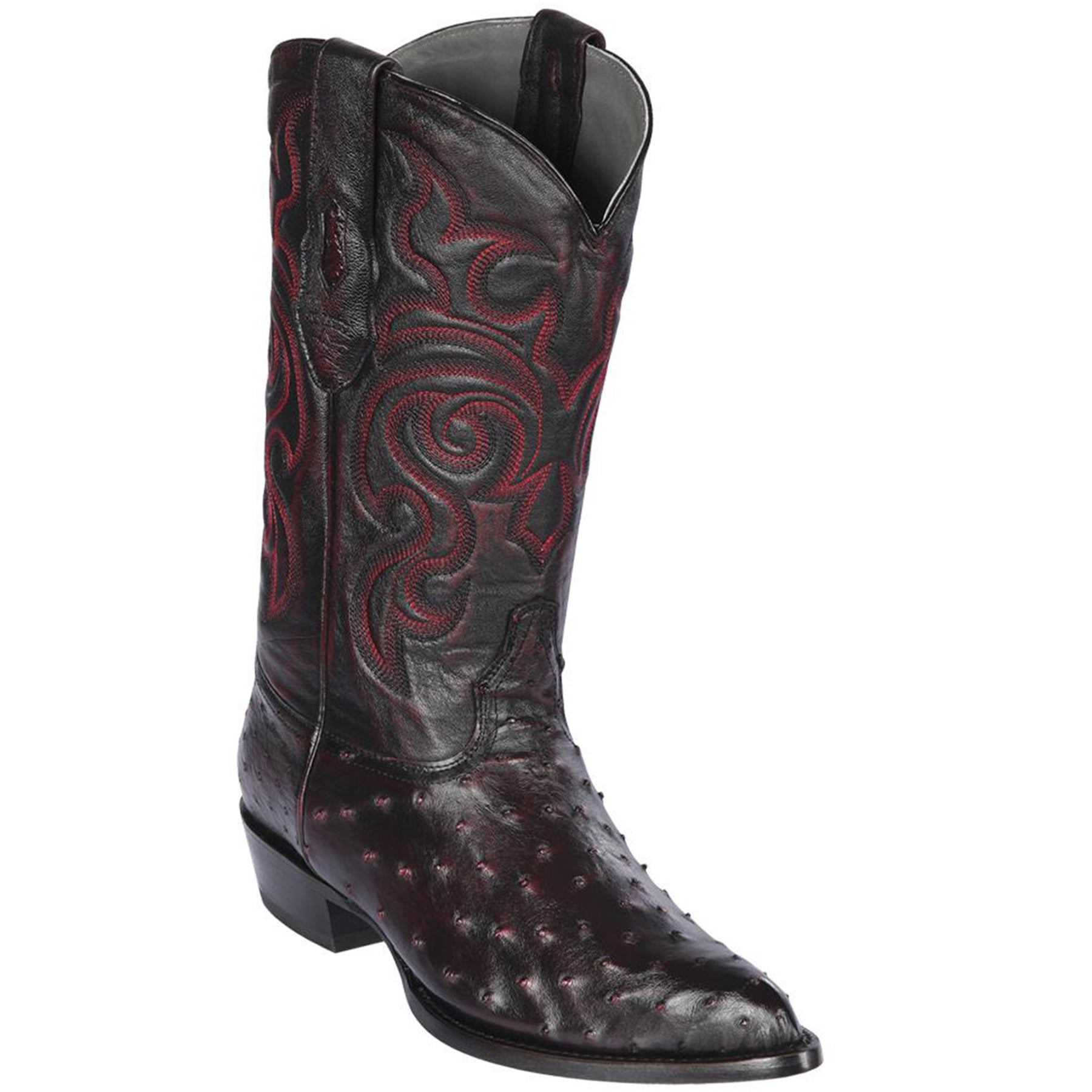 Black Cherry Ostrich R-Toe Western Boots main image 0