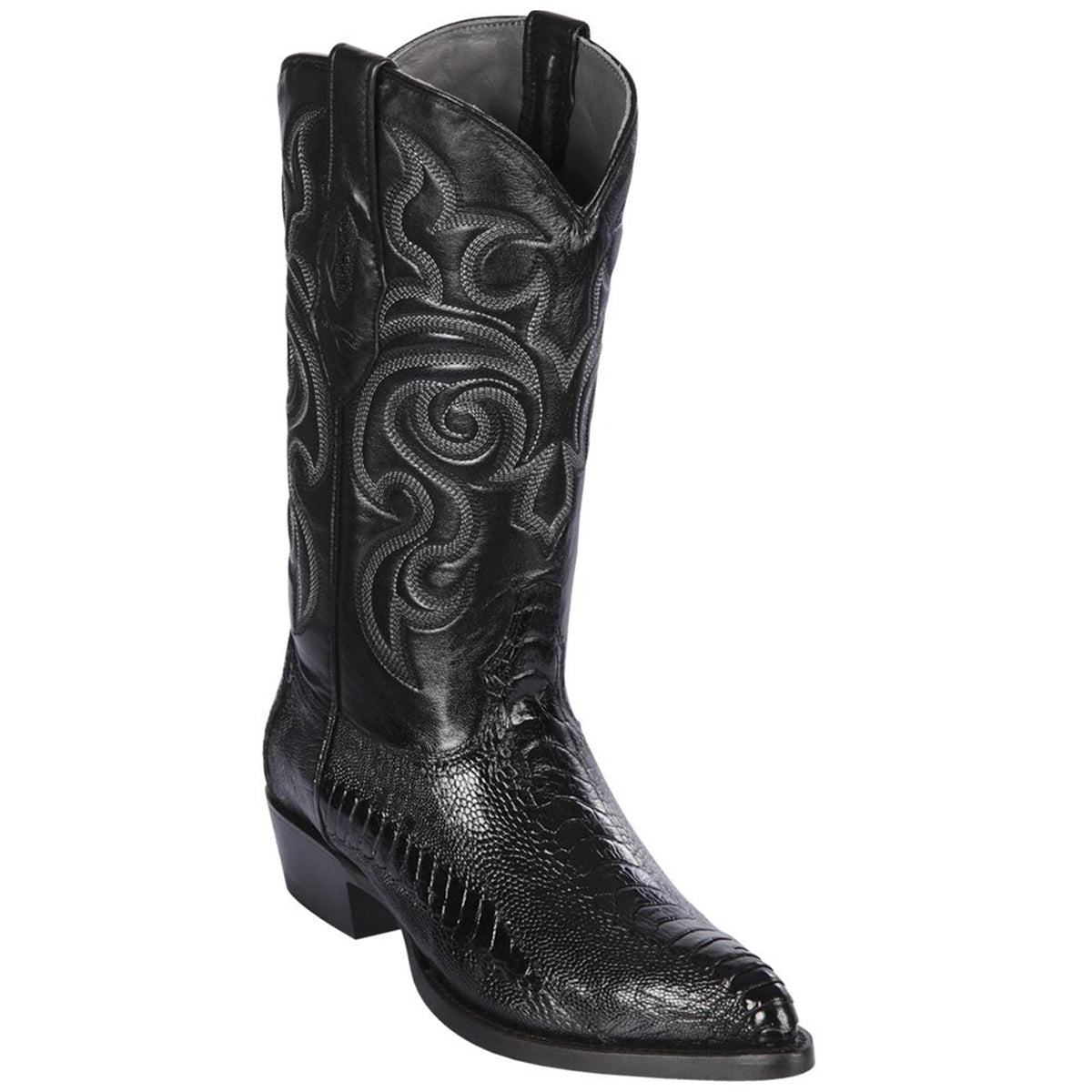 Black Ostrich Leg J-Toe Western Boots main image 0