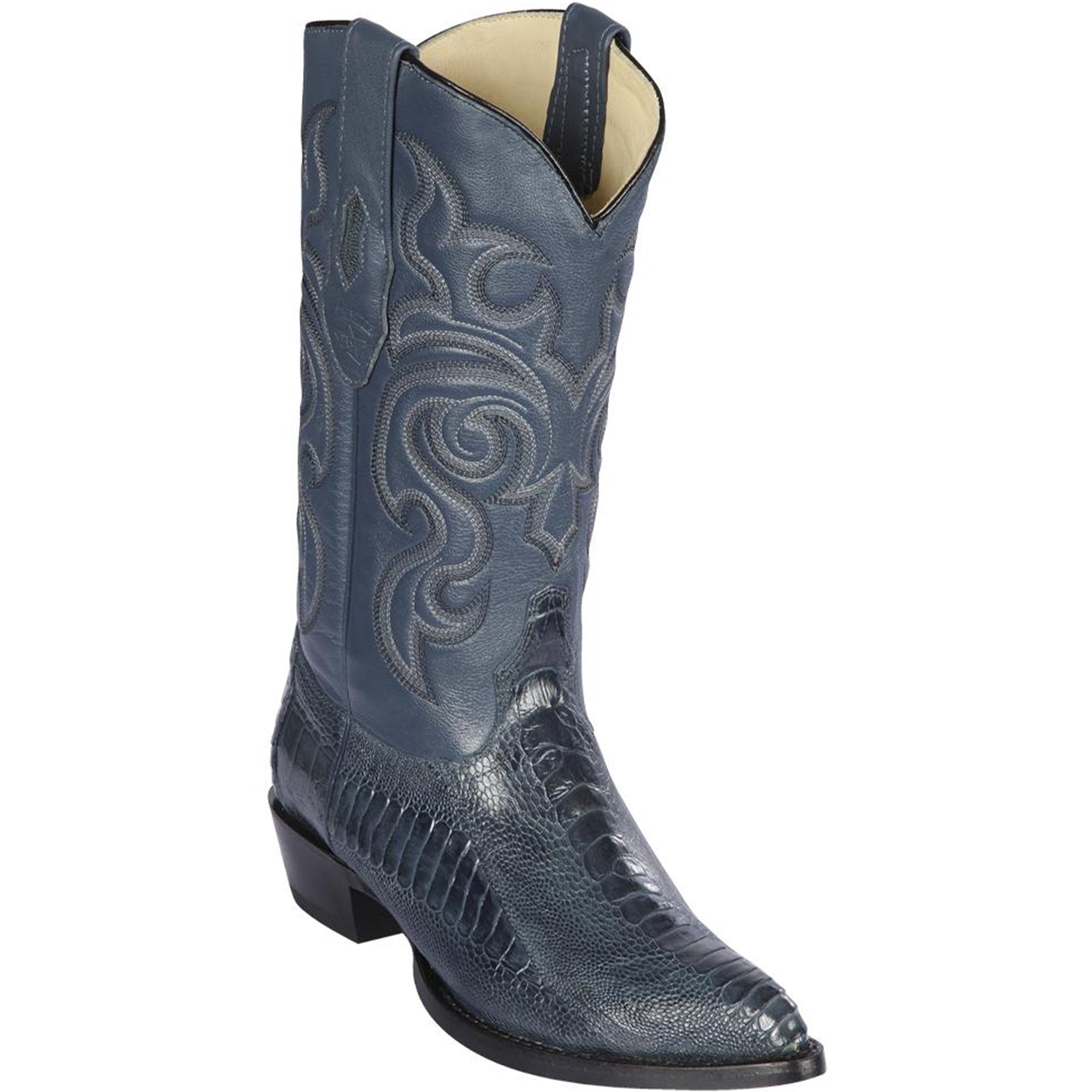 Los Altos Boots Smooth Ostrich Square Toe Cowboy Boots Black/Blue - Botas De Avestruz main image 1