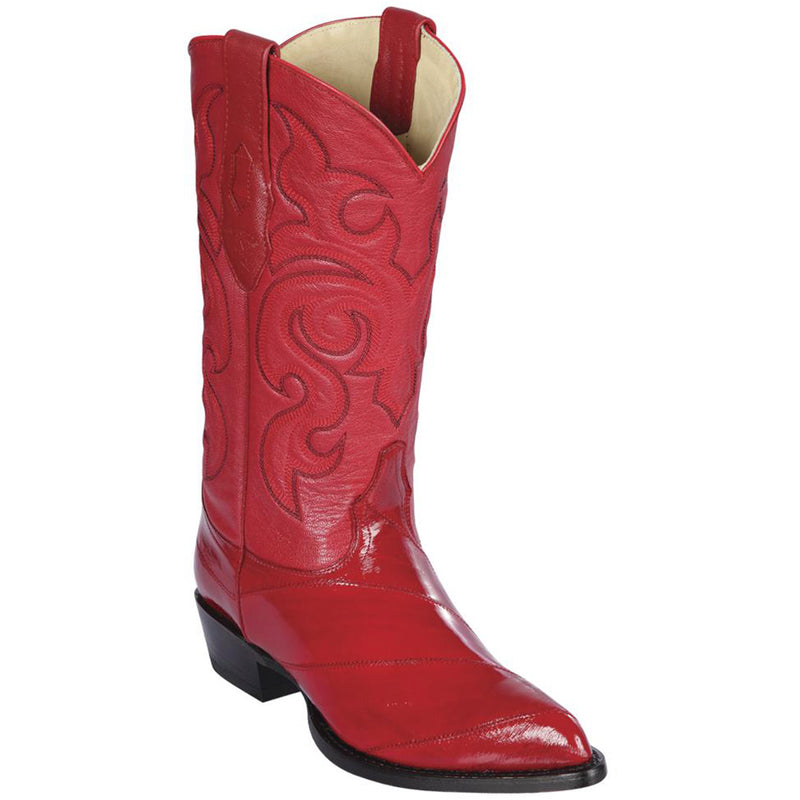 Los Altos Red Eel skin western boots with sleek gloss finish and pointed toe