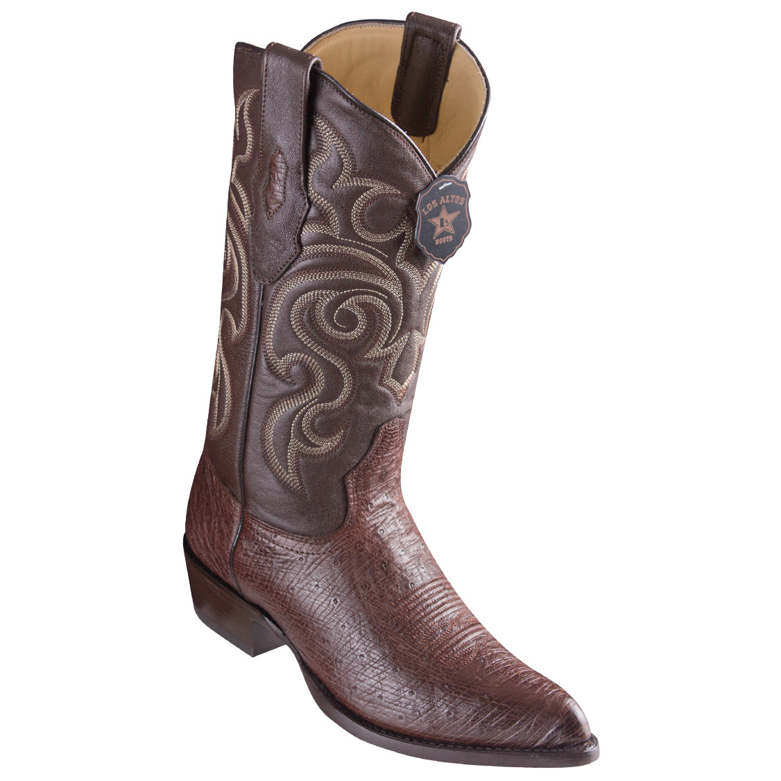Mens Brown Ostrich Boots J-Toe | Los Altos Boots