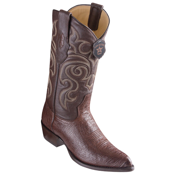 Smooth Ostrich Brown Cowboy Boots J-Toe