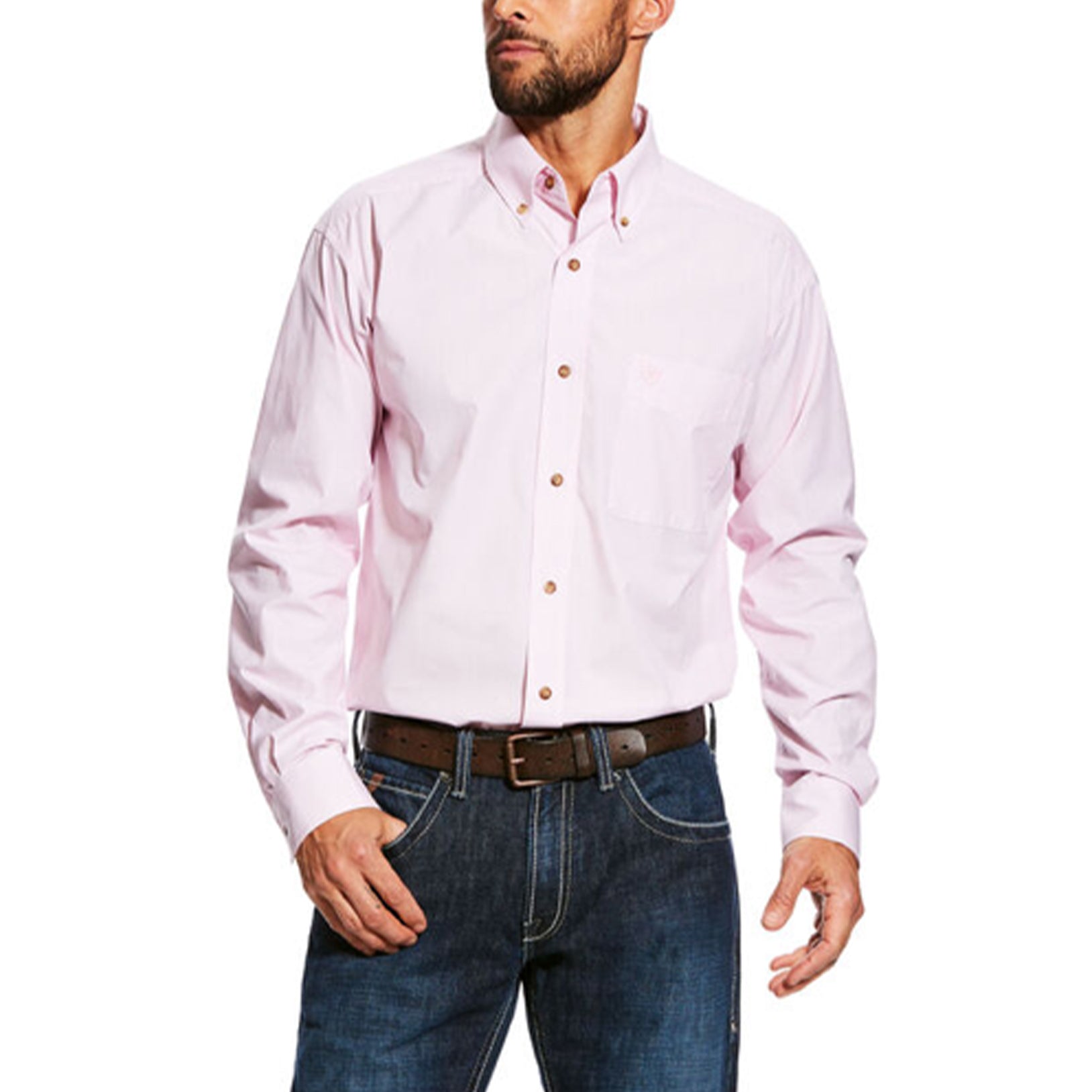Dayne Mini Stripe Ariat Pink Long Sleeve Shirt