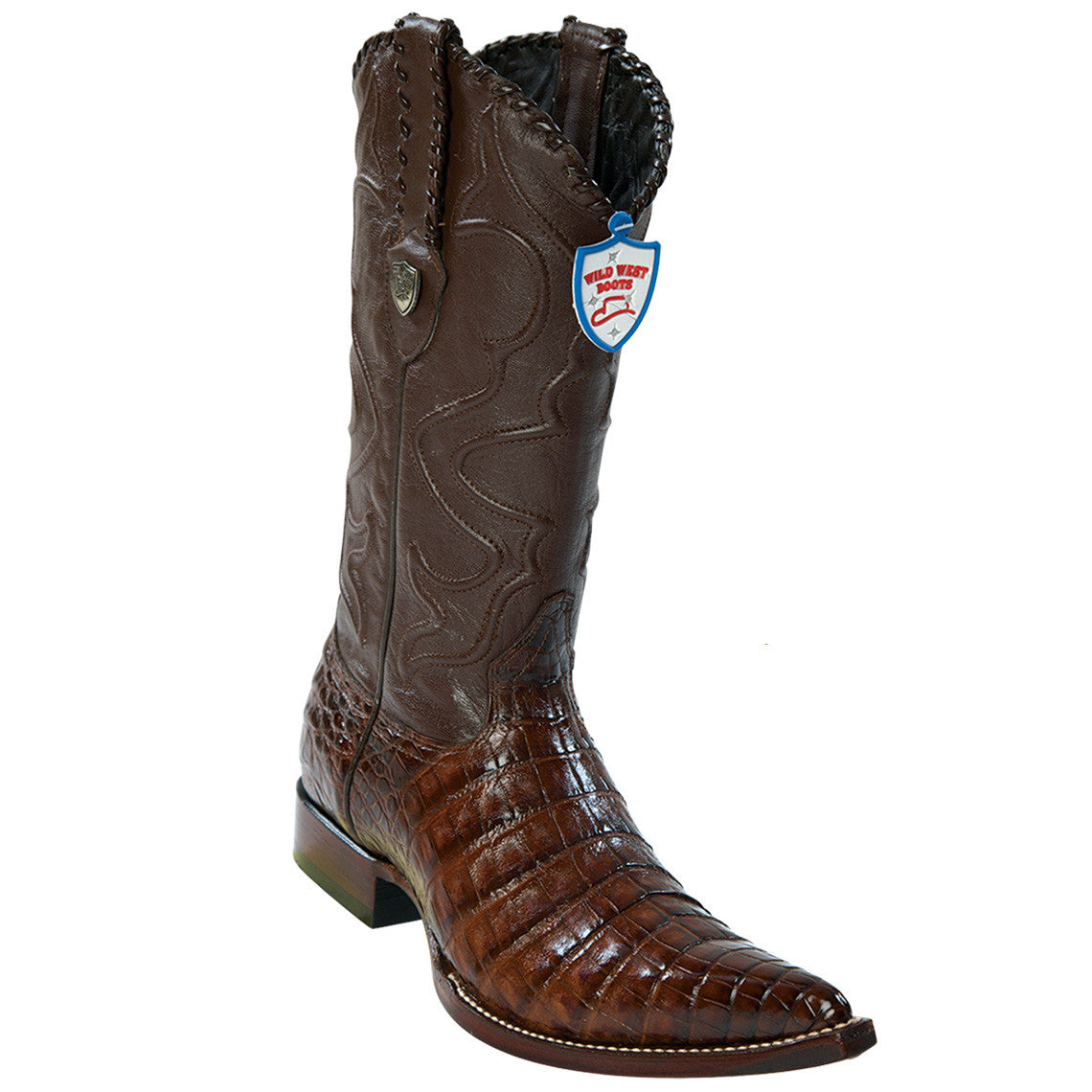 Brown Caiman Cowboy Boots Pointy Toe