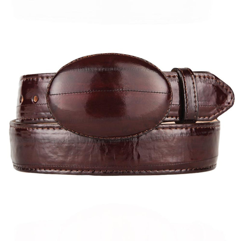 Mens Burgundy Eel Skin Belt