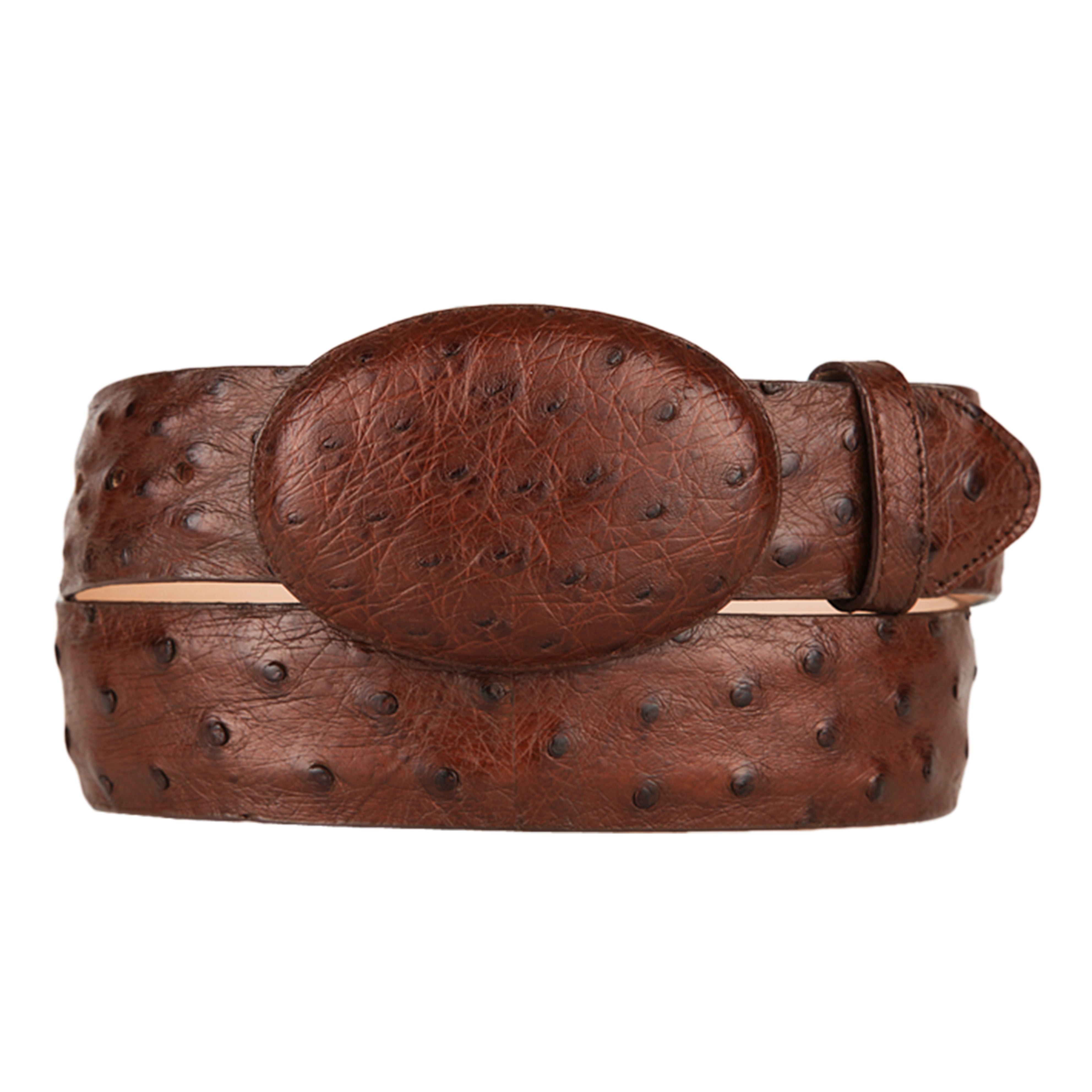 Image of Brown Ostrich Cowboy Belt.