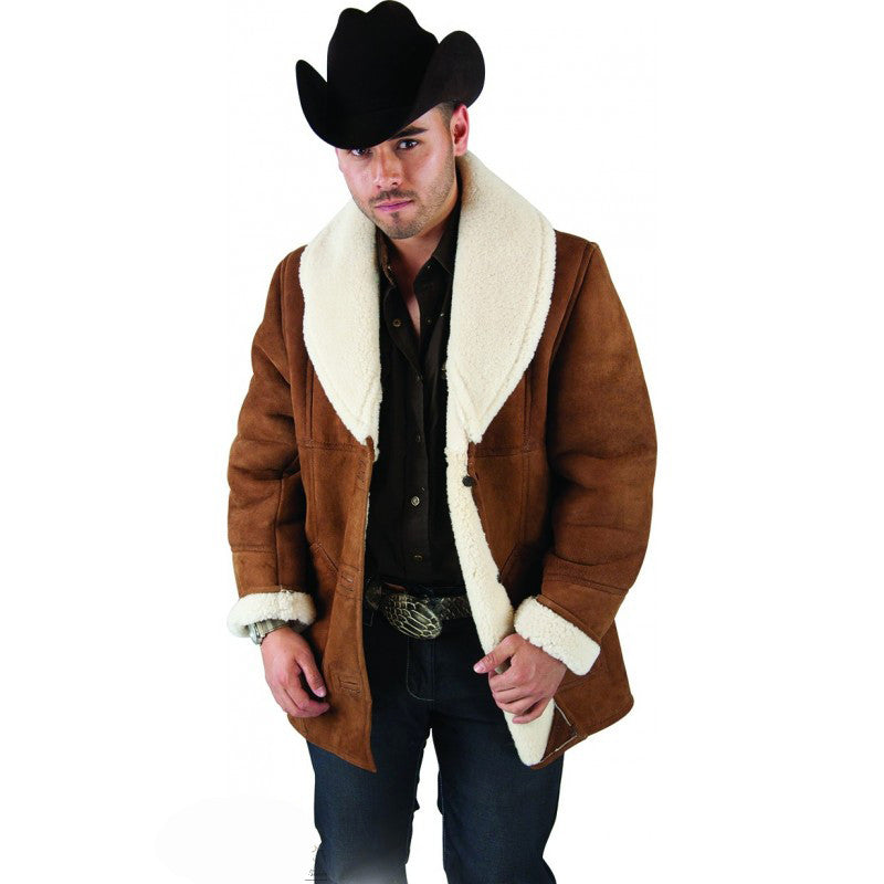 Men's Long Sheepskin Jacket - VaqueroBoots.com - 1