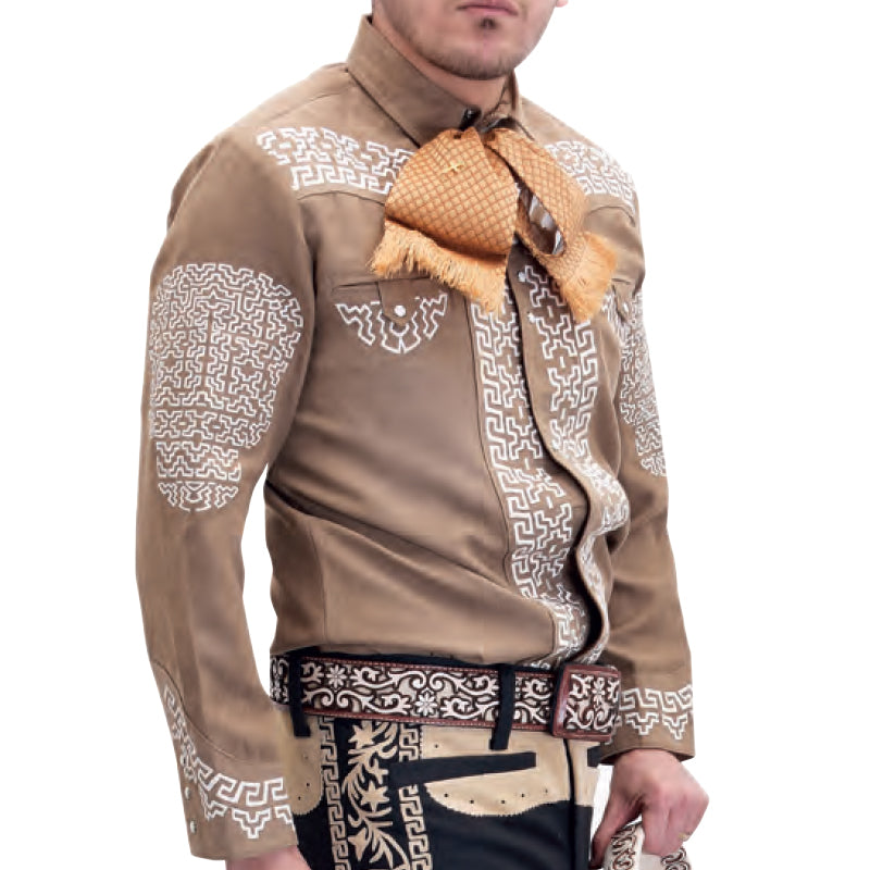 Image of Mens El Dorado Charro Long Sleeve Shirt Beige color