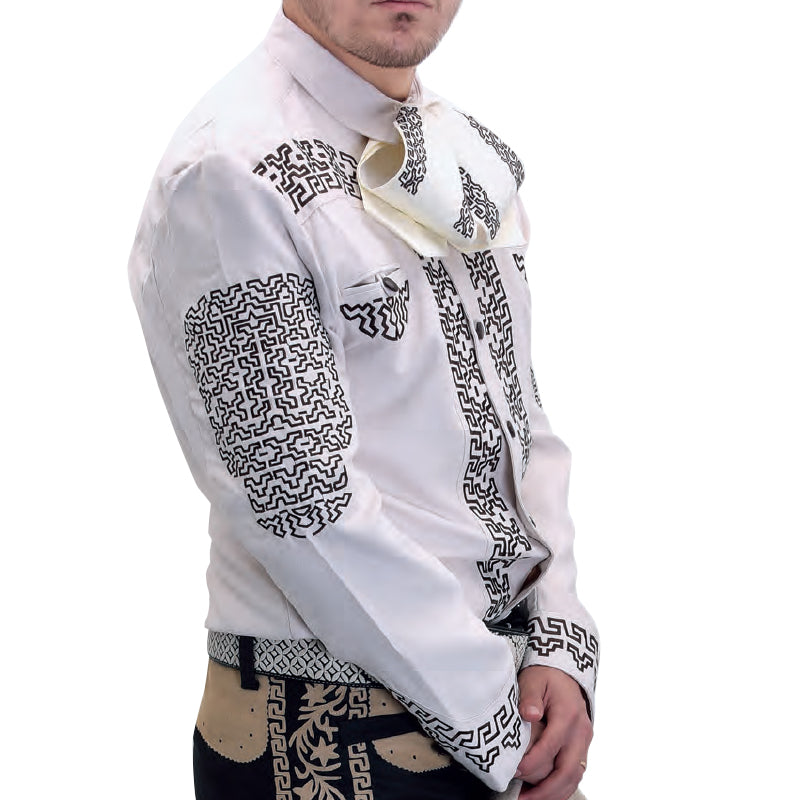 Image of Mens El Dorado Charro Long Sleeve Shirt white color