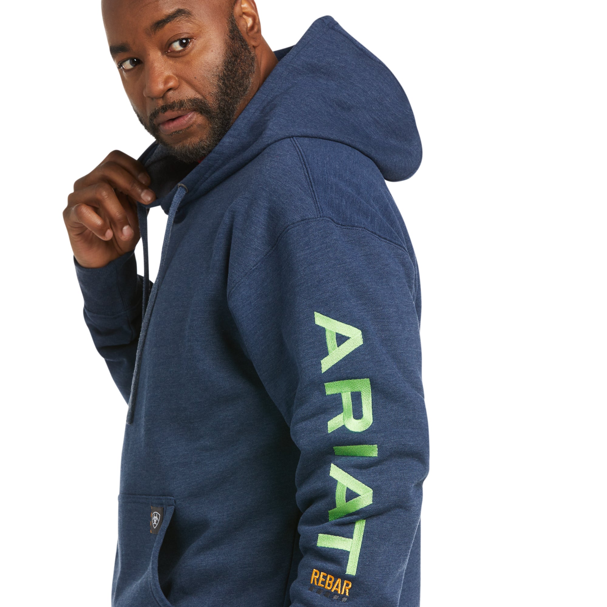 logo view of Ariat on hoodie
