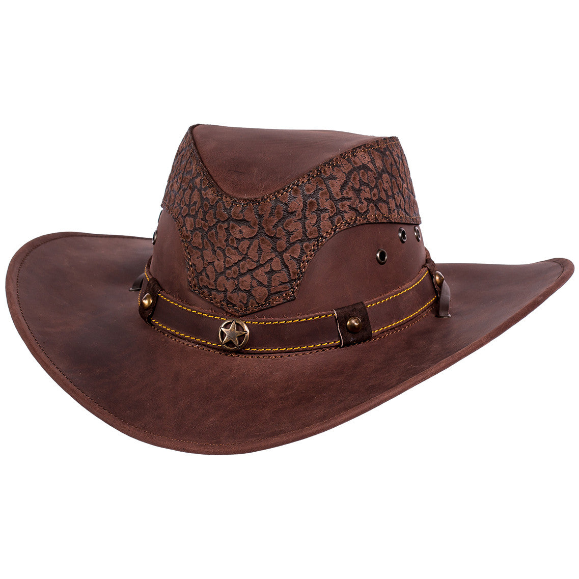 Stone leather western hat
