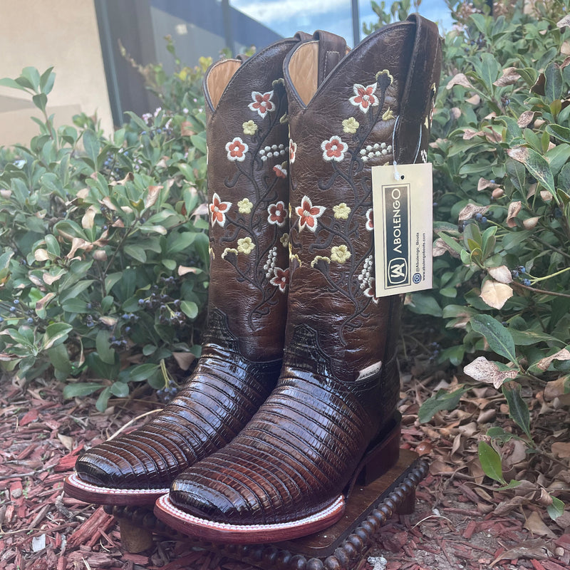 Abolengo Lizard Dalia Square Toe Cowgirl Boots