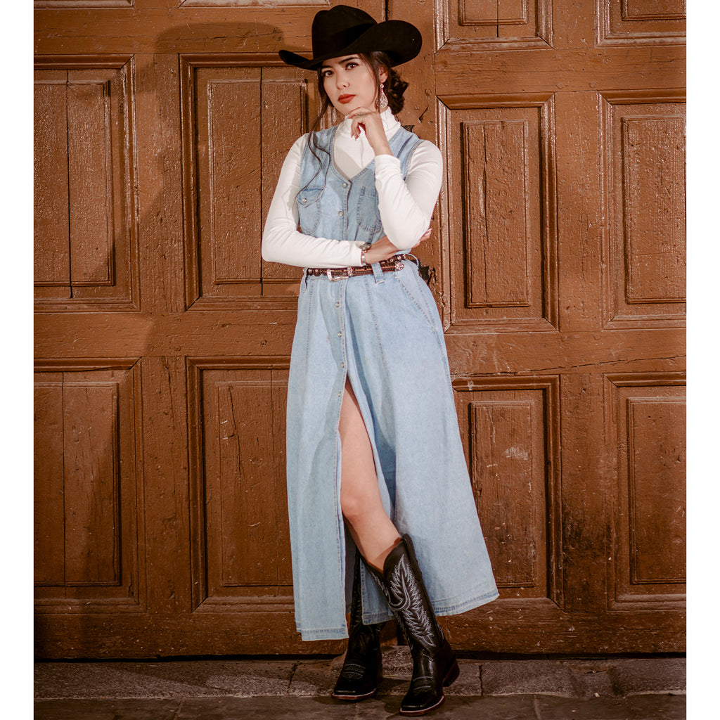 Abolengo Black Cowgirl Boots Square Toe VAQUERO BOOTS