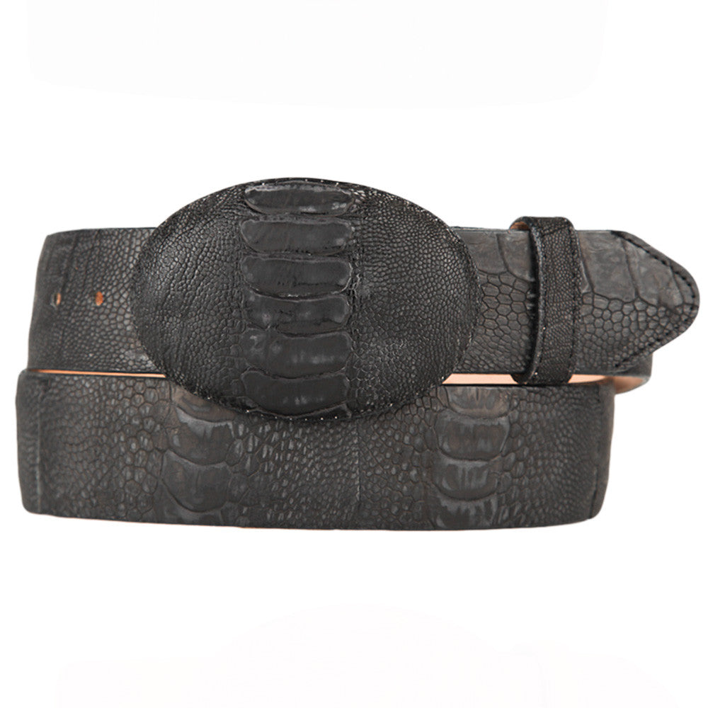 LOS ALTOS Handmade Genuine Ostrich Leg Western Cowboy Belt – Black, Men's