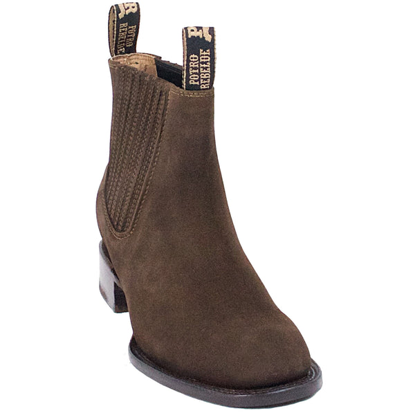 Mens Brown Square Toe Ankle Boots